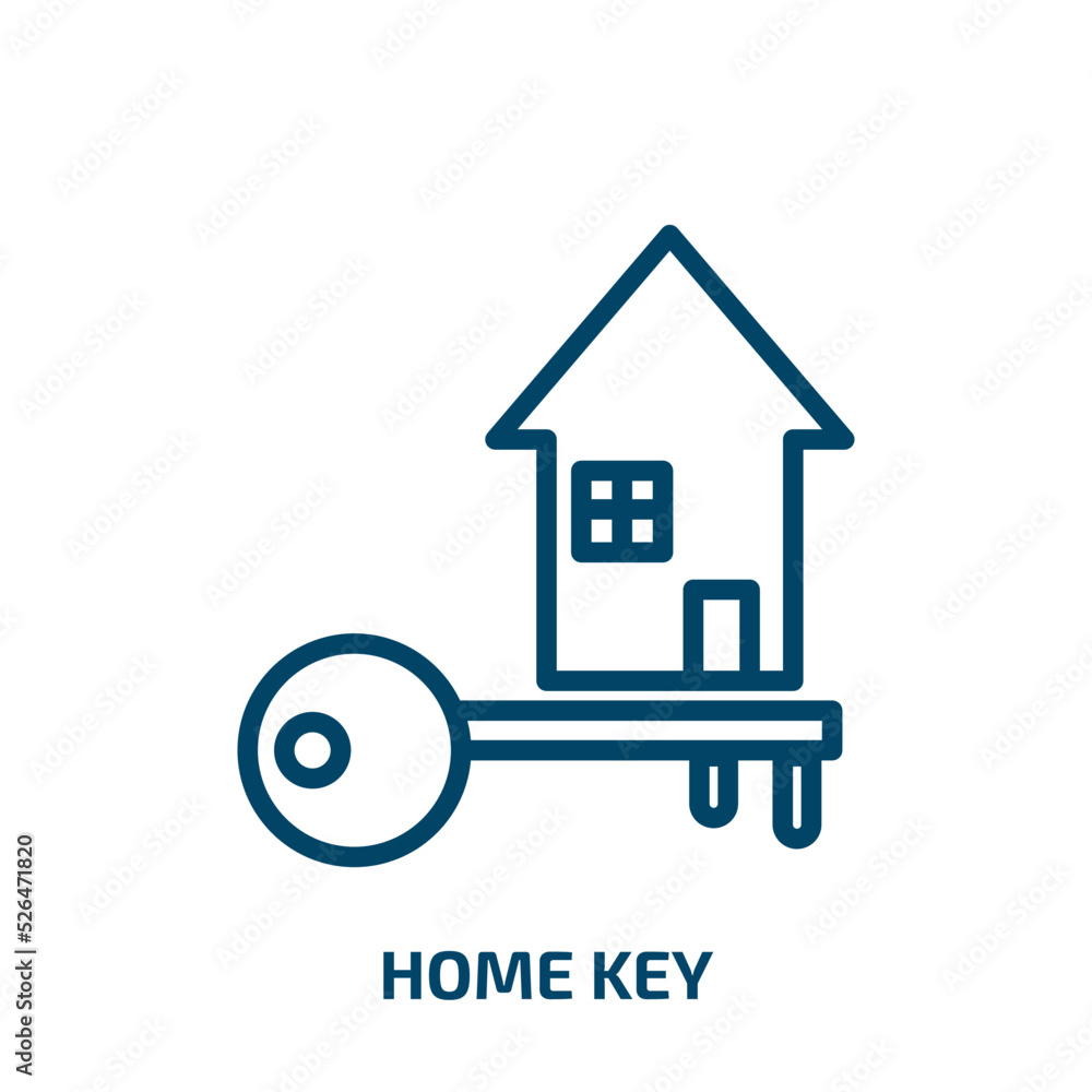 home key icon from construction collection. Thin linear home key, house, key outline icon isolated on white background. Line vector home key sign, symbol for web and mobile home key icon from construction collection. Thin linear home key, house, key outline icon isolated on white background. Line vector home key sign, symbol for web and mobile