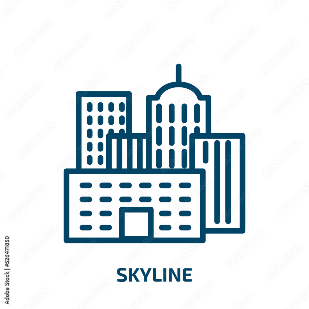skyline icon from construction collection. Thin linear skyline, building, urban outline icon isolated on white background. Line vector skyline sign, symbol for web and mobile skyline icon from construction collection. Thin linear skyline, building, urban outline icon isolated on white background. Line vector skyline sign, symbol for web and mobile