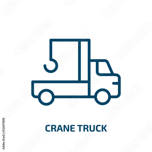 crane truck icon from construction collection. Thin linear crane truck  crane  truck outline icon isolated on white background. Line vector crane truck sign  symbol for web and mobile
