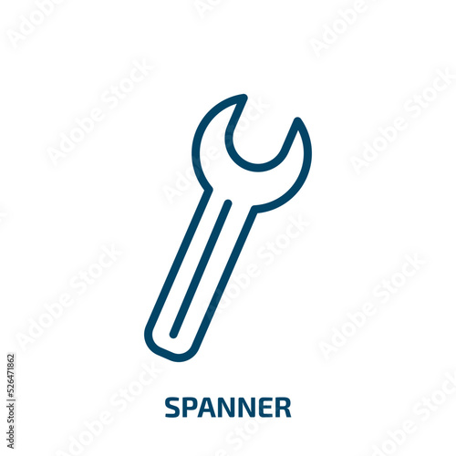 spanner icon from construction collection. Thin linear spanner, repair, work outline icon isolated on white background. Line vector spanner sign, symbol for web and mobile
