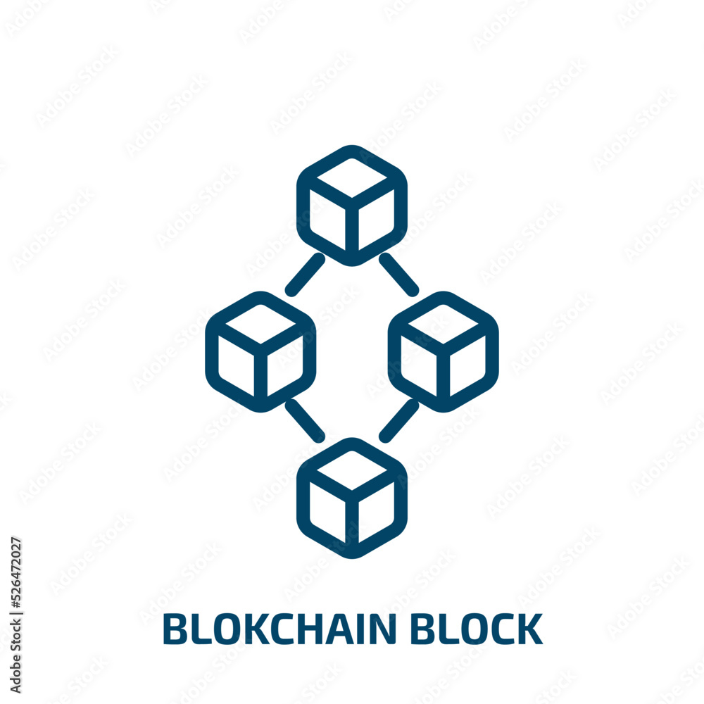 blokchain block icon from cryptocurrency collection. Thin linear blokchain block, block, business outline icon isolated on white background. Line vector blokchain block sign, symbol for web and mobile