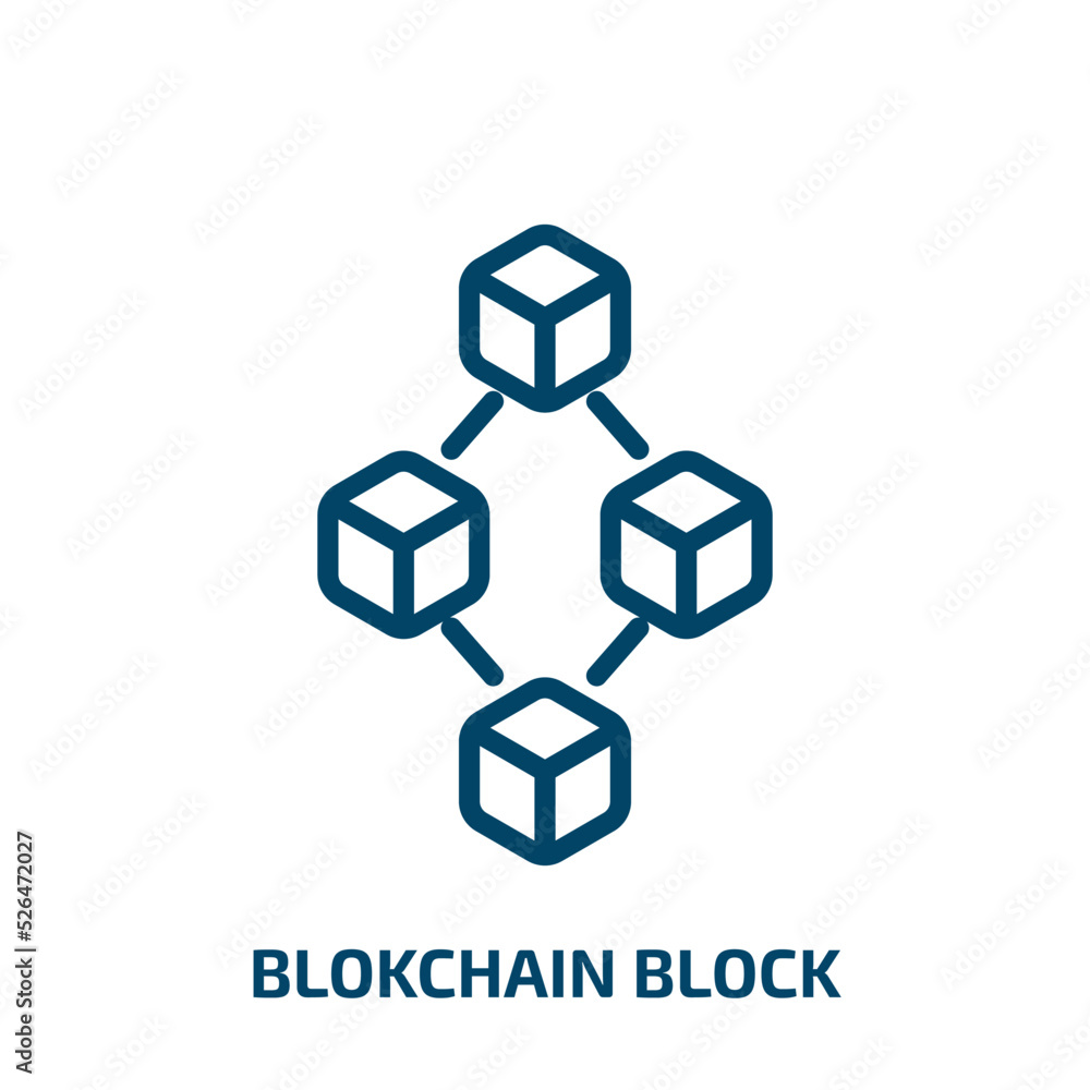blokchain block icon from cryptocurrency collection. Thin linear blokchain block, block, business outline icon isolated on white background. Line vector blokchain block sign, symbol for web and mobile blokchain block icon from cryptocurrency collection. Thin linear blokchain block, block, business outline icon isolated on white background. Line vector blokchain block sign, symbol for web and mobile