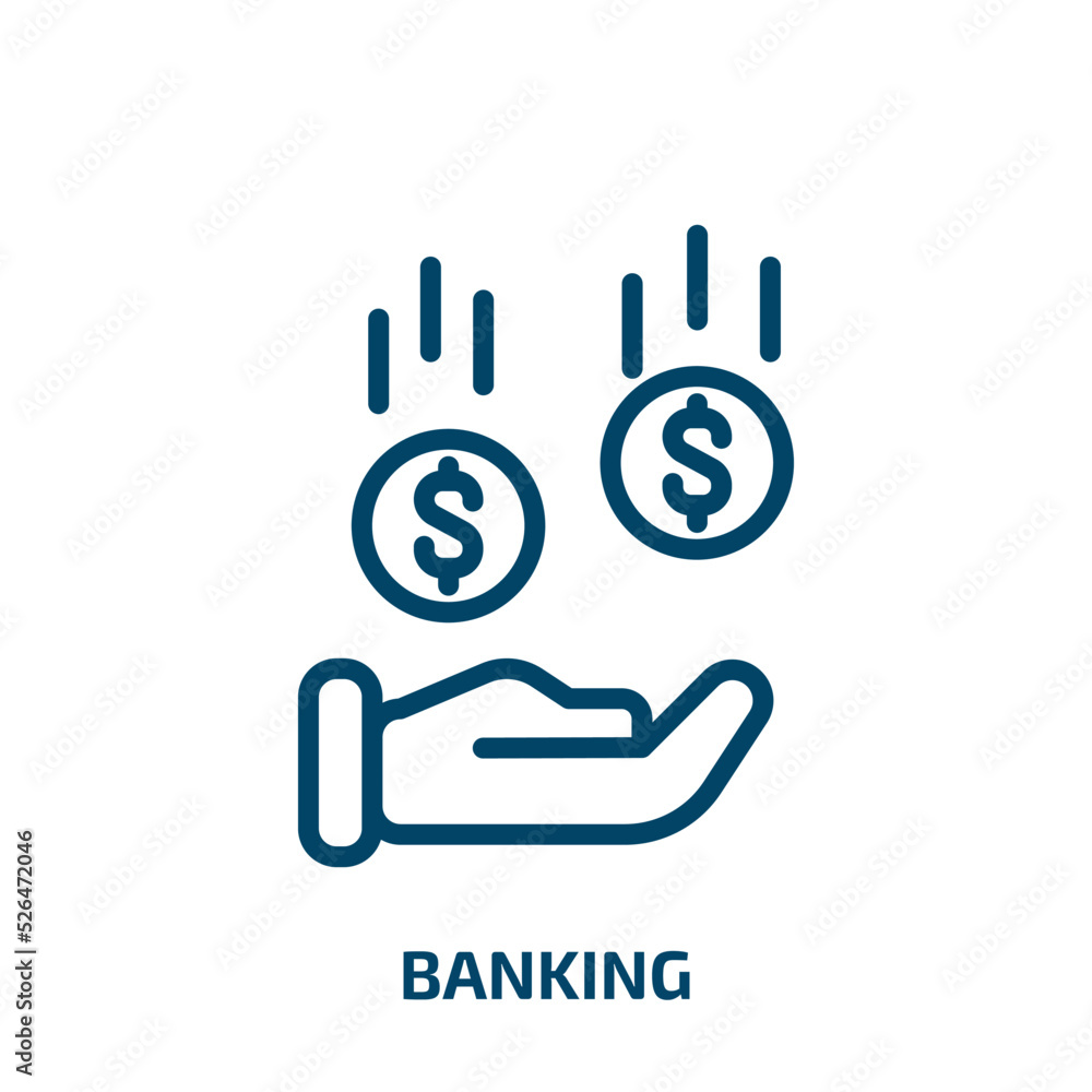 banking icon from cryptocurrency collection. Thin linear banking, bank, financial outline icon isolated on white background. Line vector banking sign, symbol for web and mobile banking icon from cryptocurrency collection. Thin linear banking, bank, financial outline icon isolated on white background. Line vector banking sign, symbol for web and mobile