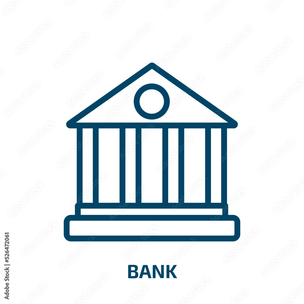 bank icon from cryptocurrency collection. Thin linear bank, financial, currency outline icon isolated on white background. Line vector bank sign, symbol for web and mobile bank icon from cryptocurrency collection. Thin linear bank, financial, currency outline icon isolated on white background. Line vector bank sign, symbol for web and mobile