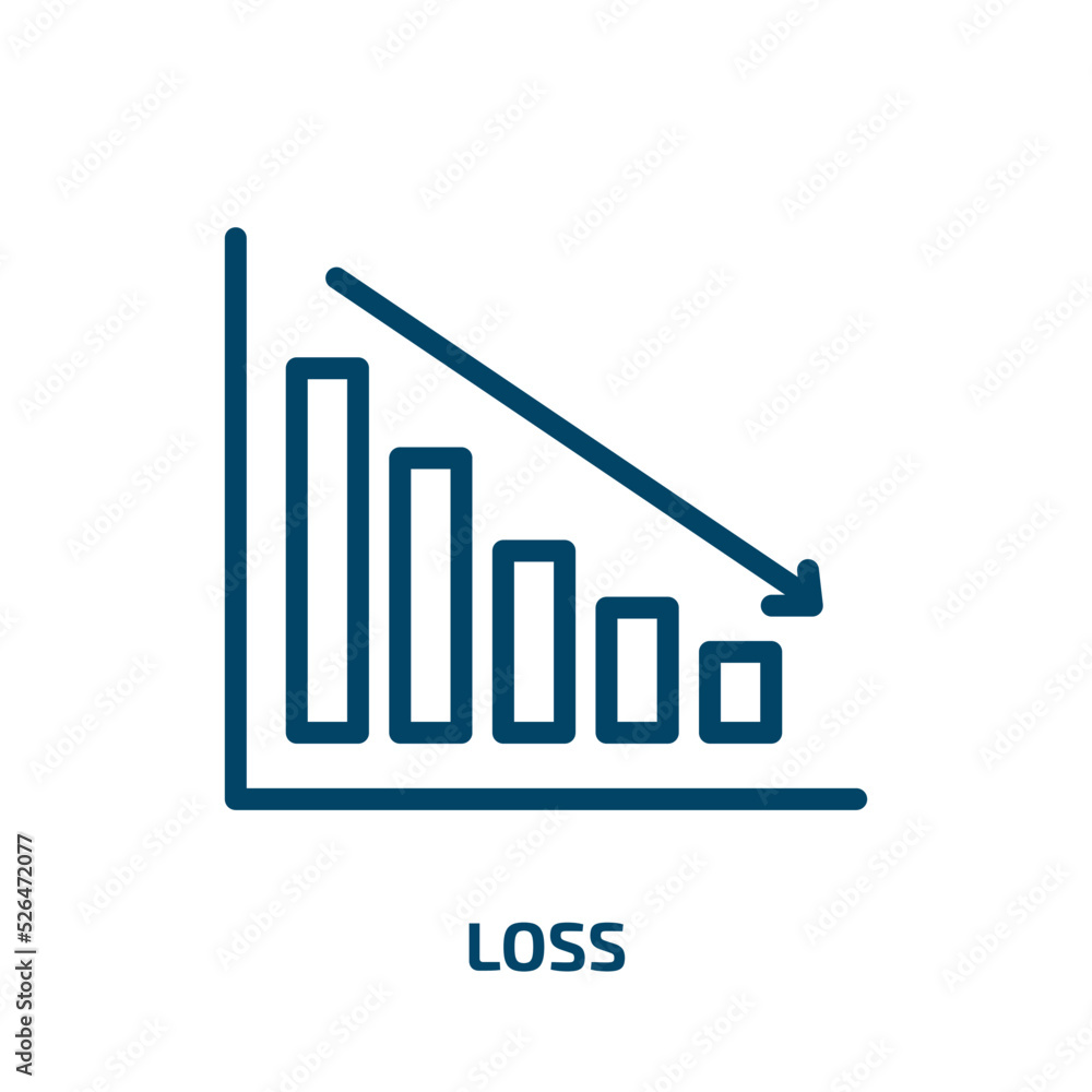 loss icon from cryptocurrency collection. Thin linear loss, money, diet outline icon isolated on white background. Line vector loss sign, symbol for web and mobile loss icon from cryptocurrency collection. Thin linear loss, money, diet outline icon isolated on white background. Line vector loss sign, symbol for web and mobile