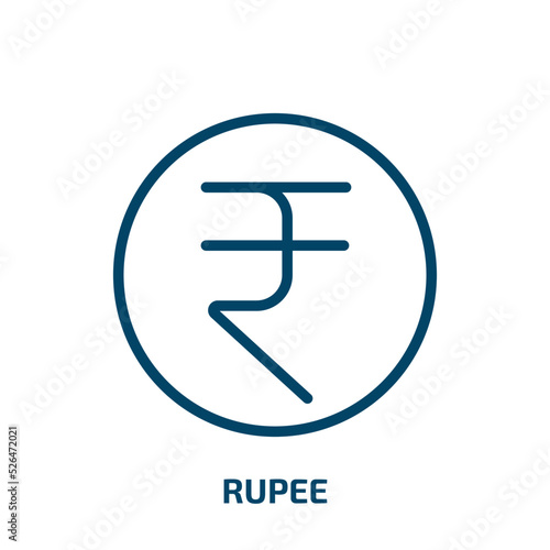 rupee icon from cryptocurrency collection. Thin linear rupee, banking, currency outline icon isolated on white background. Line vector rupee sign, symbol for web and mobile