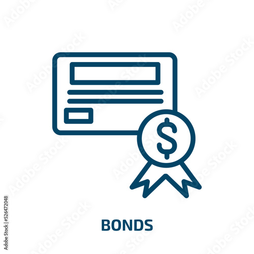 bonds icon from cryptocurrency collection. Thin linear bonds, bond, business outline icon isolated on white background. Line vector bonds sign, symbol for web and mobile