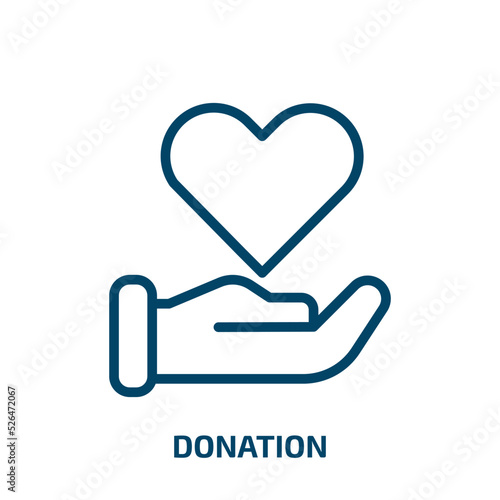 donation icon from cryptocurrency collection. Thin linear donation, heart, charity outline icon isolated on white background. Line vector donation sign, symbol for web and mobile