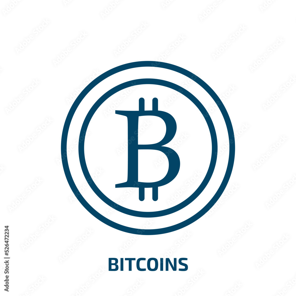 bitcoins icon from cryptocurrency collection. Thin linear bitcoins, payment, finance outline icon isolated on white background. Line vector bitcoins sign, symbol for web and mobile bitcoins icon from cryptocurrency collection. Thin linear bitcoins, payment, finance outline icon isolated on white background. Line vector bitcoins sign, symbol for web and mobile
