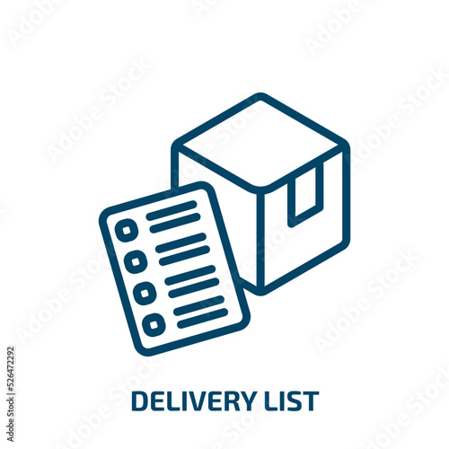 delivery list icon from delivery and logistic collection. Thin linear delivery list, delivery, shipping outline icon isolated on white background. Line vector delivery list sign, symbol for web and