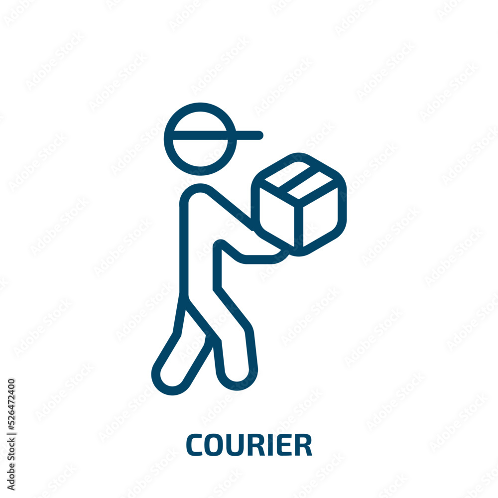 courier icon from delivery and logistic collection. Thin linear courier, package, delivery outline icon isolated on white background. Line vector courier sign, symbol for web and mobile courier icon from delivery and logistic collection. Thin linear courier, package, delivery outline icon isolated on white background. Line vector courier sign, symbol for web and mobile