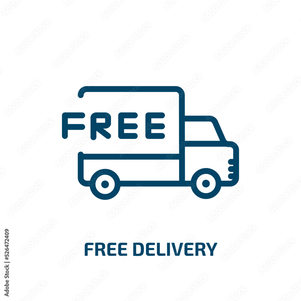 free delivery icon from delivery and logistic collection. Thin linear free delivery, free, delivery outline icon isolated on white background. Line vector free delivery sign, symbol for web and mobile free delivery icon from delivery and logistic collection. Thin linear free delivery, free, delivery outline icon isolated on white background. Line vector free delivery sign, symbol for web and mobile