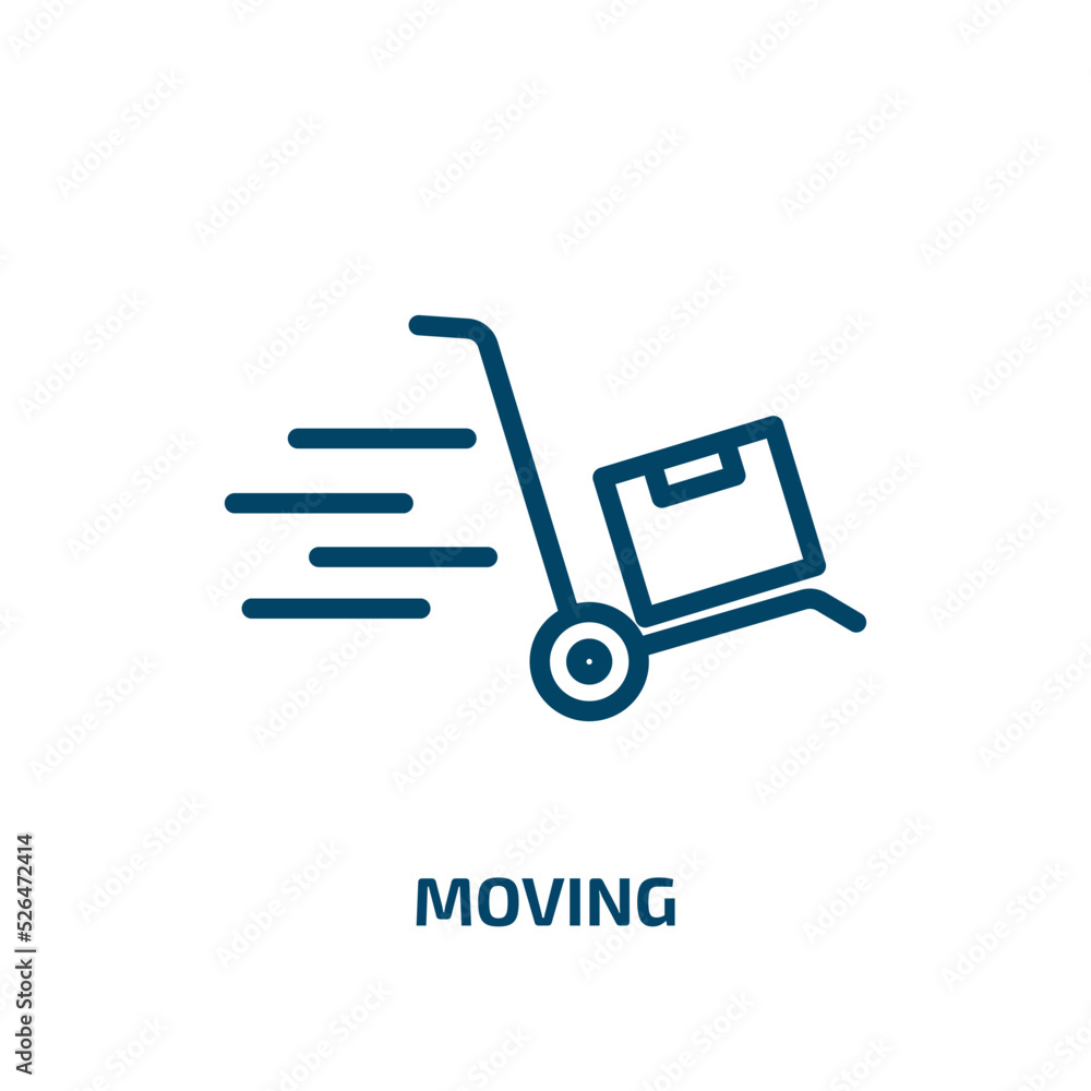 moving icon from delivery and logistic collection. Thin linear moving, delivery, business outline icon isolated on white background. Line vector moving sign, symbol for web and mobile moving icon from delivery and logistic collection. Thin linear moving, delivery, business outline icon isolated on white background. Line vector moving sign, symbol for web and mobile