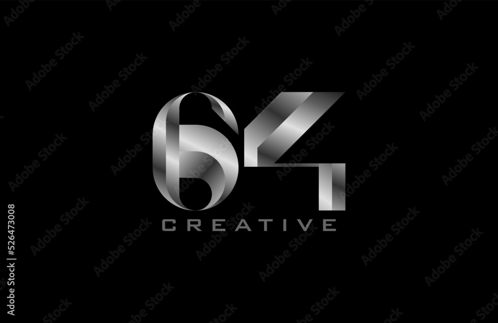 number-64-logo-number-64-with-silver-colour-usable-for-anniversary