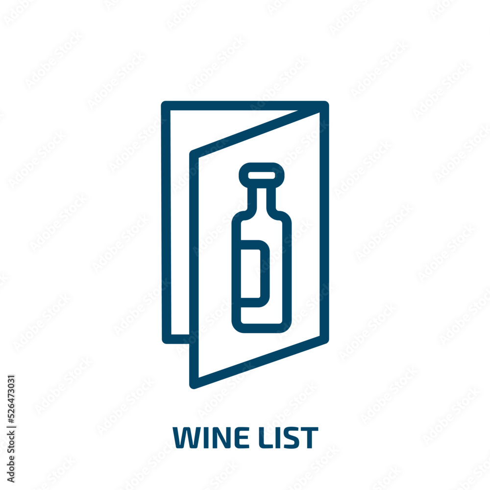 wine list icon from drinks collection. Thin linear wine list, restaurant, menu outline icon isolated on white background. Line vector wine list sign, symbol for web and mobile wine list icon from drinks collection. Thin linear wine list, restaurant, menu outline icon isolated on white background. Line vector wine list sign, symbol for web and mobile