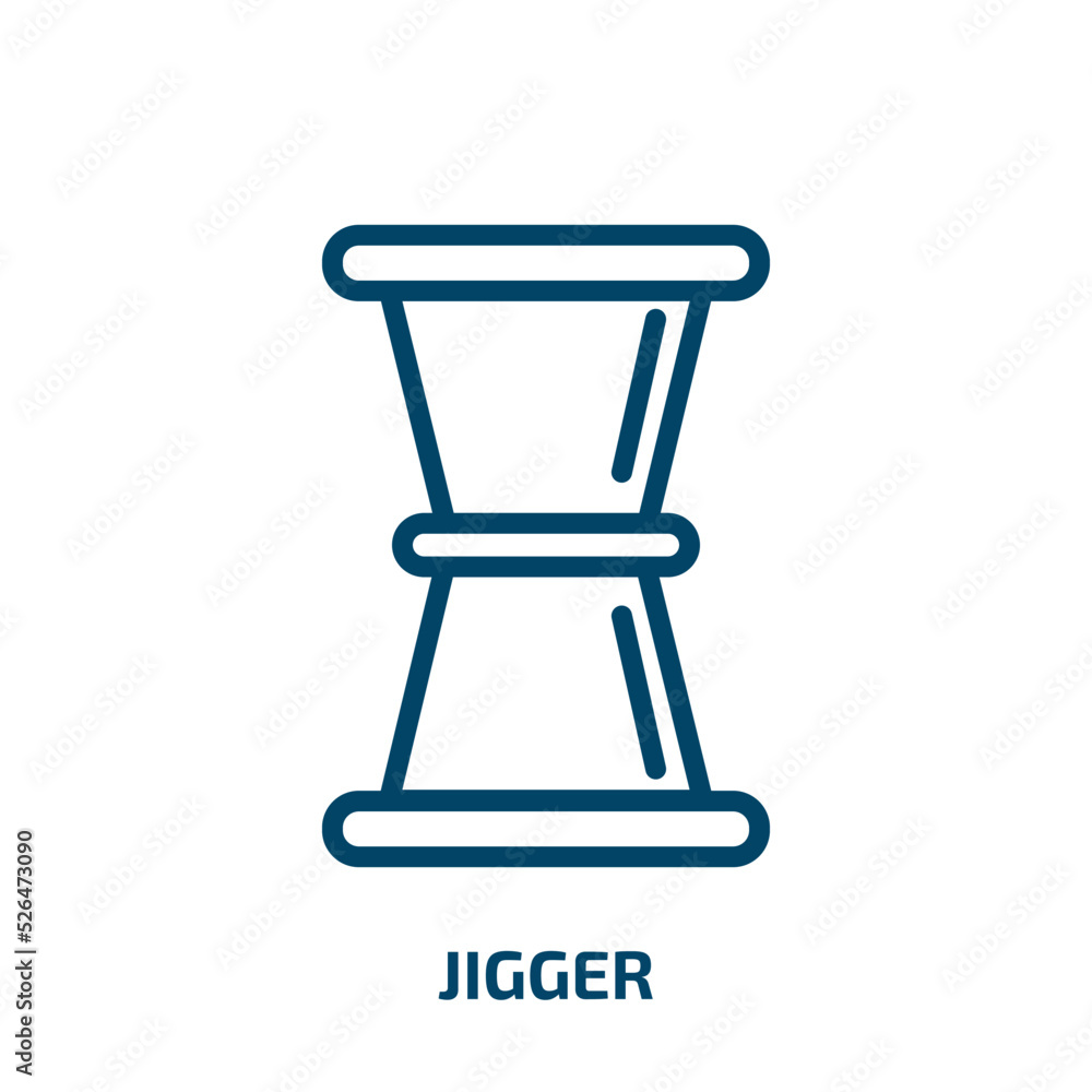 jigger icon from drinks collection. Thin linear jigger, shaker, equipment outline icon isolated on white background. Line vector jigger sign, symbol for web and mobile jigger icon from drinks collection. Thin linear jigger, shaker, equipment outline icon isolated on white background. Line vector jigger sign, symbol for web and mobile