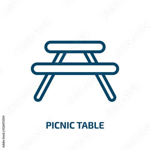 picnic table icon from drinks collection. Thin linear picnic table, picnic, summer outline icon isolated on white background. Line vector picnic table sign, symbol for web and mobile