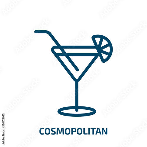 cosmopolitan icon from drinks collection. Thin linear cosmopolitan, restaurant, bar outline icon isolated on white background. Line vector cosmopolitan sign, symbol for web and mobile