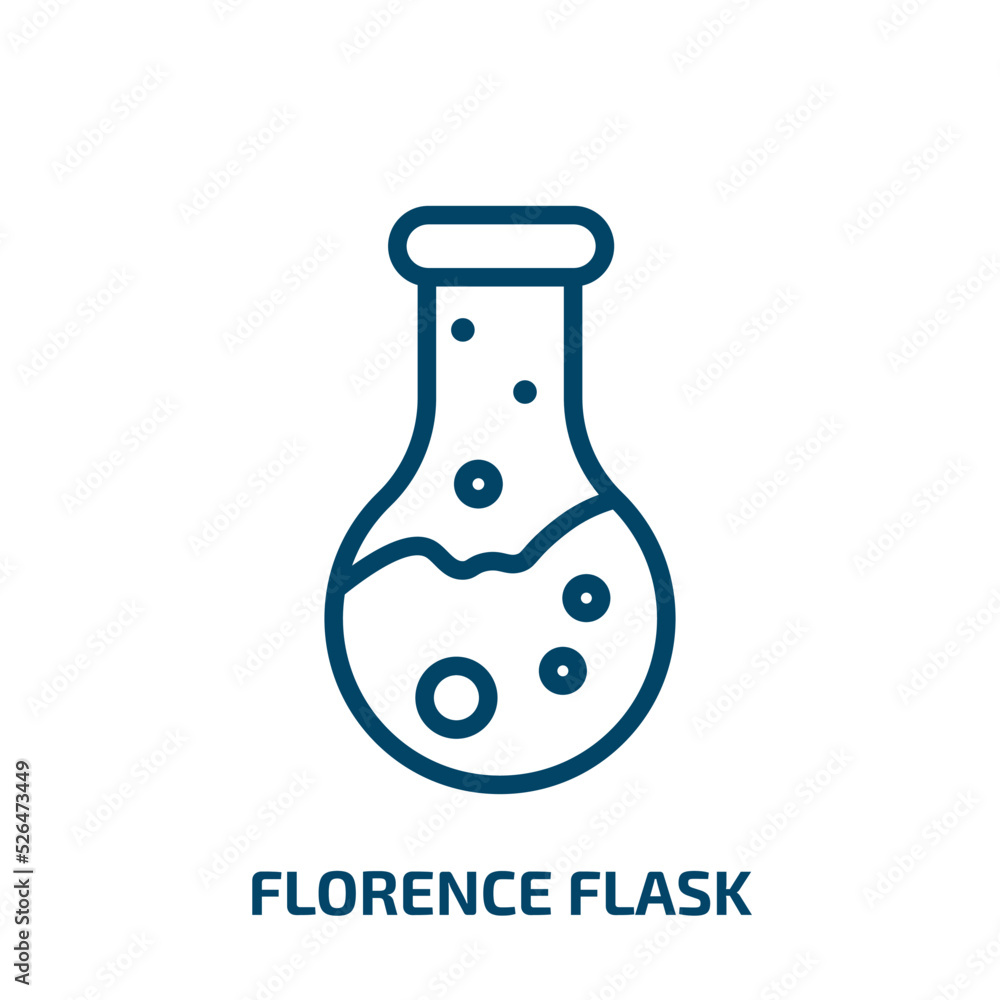 florence flask icon from education collection. Thin linear florence flask, chemistry, test outline icon isolated on white background. Line vector florence flask sign, symbol for web and mobile florence flask icon from education collection. Thin linear florence flask, chemistry, test outline icon isolated on white background. Line vector florence flask sign, symbol for web and mobile