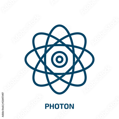photon icon from education collection. Thin linear photon, quantum, energy outline icon isolated on white background. Line vector photon sign, symbol for web and mobile