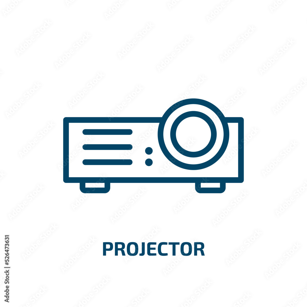 projector icon from electronic devices collection. Thin linear projector, tv, movie outline icon isolated on white background. Line vector projector sign, symbol for web and mobile projector icon from electronic devices collection. Thin linear projector, tv, movie outline icon isolated on white background. Line vector projector sign, symbol for web and mobile