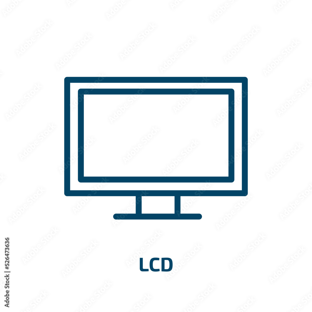 lcd icon from electronic devices collection. Thin linear lcd, computer, screen outline icon isolated on white background. Line vector lcd sign, symbol for web and mobile lcd icon from electronic devices collection. Thin linear lcd, computer, screen outline icon isolated on white background. Line vector lcd sign, symbol for web and mobile