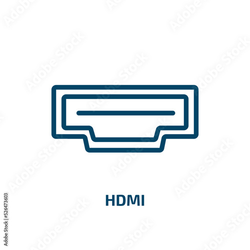 hdmi icon from electronic devices collection. Thin linear hdmi, technology, video outline icon isolated on white background. Line vector hdmi sign, symbol for web and mobile