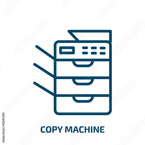 copy machine icon from electronic devices collection. Thin linear copy machine, computer, paper outline icon isolated on white background. Line vector copy machine sign, symbol for web and mobile