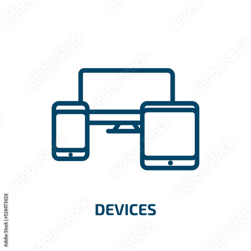 devices icon from electronic devices collection. Thin linear devices, technology, device outline icon isolated on white background. Line vector devices sign, symbol for web and mobile