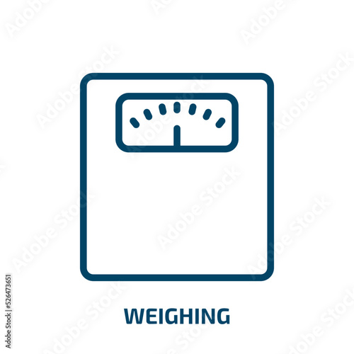 weighing icon from electronic devices collection. Thin linear weighing, weigh, weight outline icon isolated on white background. Line vector weighing sign, symbol for web and mobile