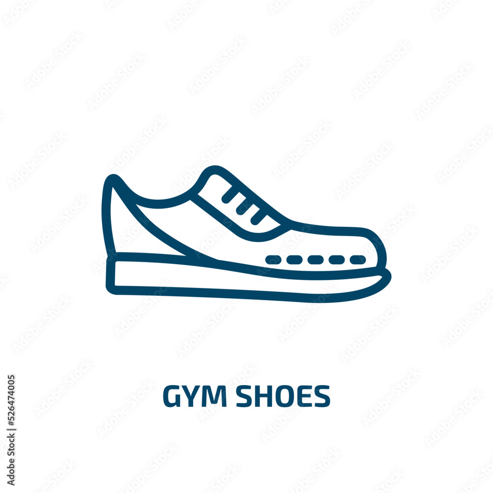 gym shoes icon from fashion collection. Thin linear gym shoes, gym, sport outline icon isolated on white background. Line vector gym shoes sign, symbol for web and mobile gym shoes icon from fashion collection. Thin linear gym shoes, gym, sport outline icon isolated on white background. Line vector gym shoes sign, symbol for web and mobile