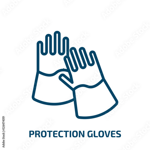 protection gloves icon from food collection. Thin linear protection gloves, protection, gloves outline icon isolated on white background. Line vector protection gloves sign, symbol for web and mobile