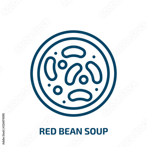 red bean soup icon from food collection. Thin linear red bean soup, soup, bean outline icon isolated on white background. Line vector red bean soup sign, symbol for web and mobile