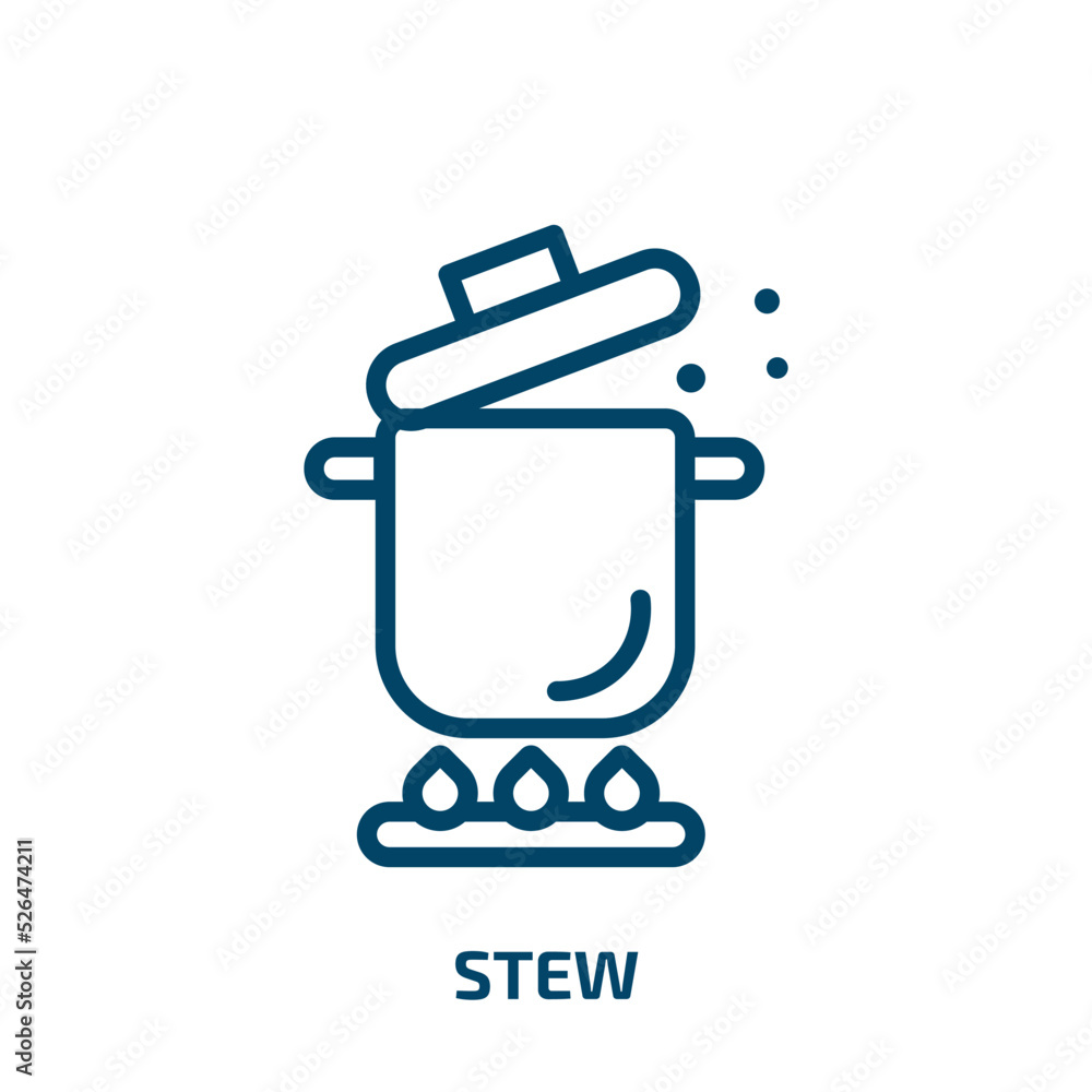 stew icon from food collection. Thin linear stew, cooking, meal outline icon isolated on white background. Line vector stew sign, symbol for web and mobile stew icon from food collection. Thin linear stew, cooking, meal outline icon isolated on white background. Line vector stew sign, symbol for web and mobile