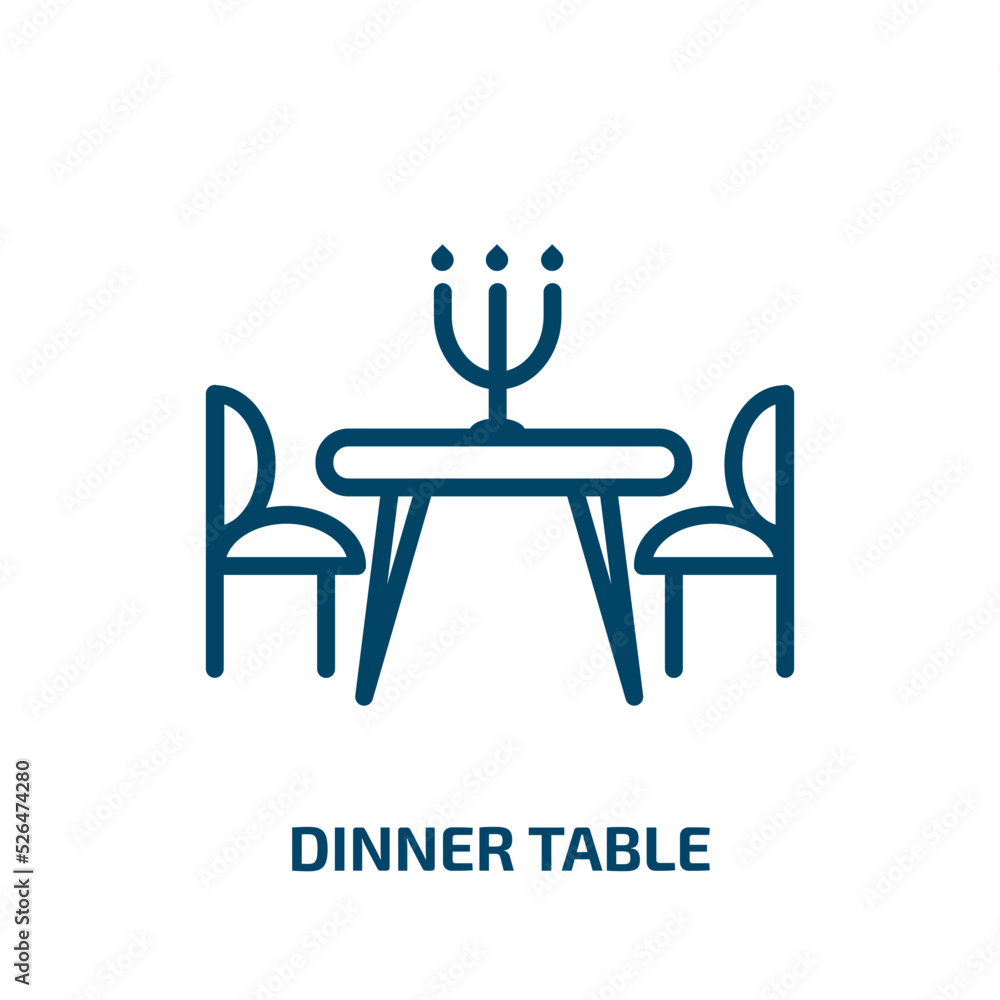dinner table icon from furniture & household collection. Thin linear dinner table, plate, table outline icon isolated on white background. Line vector dinner table sign, symbol for web and mobile dinner table icon from furniture & household collection. Thin linear dinner table, plate, table outline icon isolated on white background. Line vector dinner table sign, symbol for web and mobile