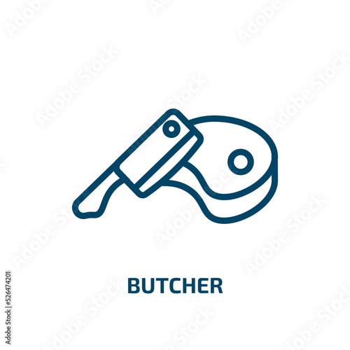 butcher icon from food collection. Thin linear butcher, food, meat outline icon isolated on white background. Line vector butcher sign, symbol for web and mobile