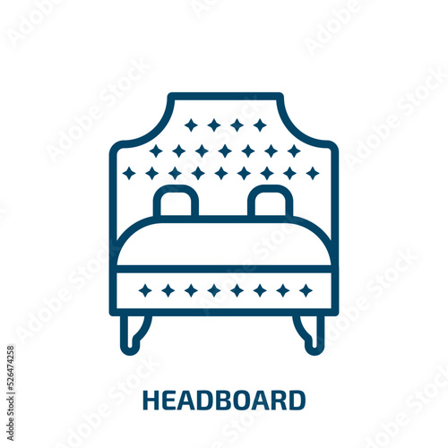 headboard icon from furniture & household collection. Thin linear headboard, bed, comfortable outline icon isolated on white background. Line vector headboard sign, symbol for web and mobile