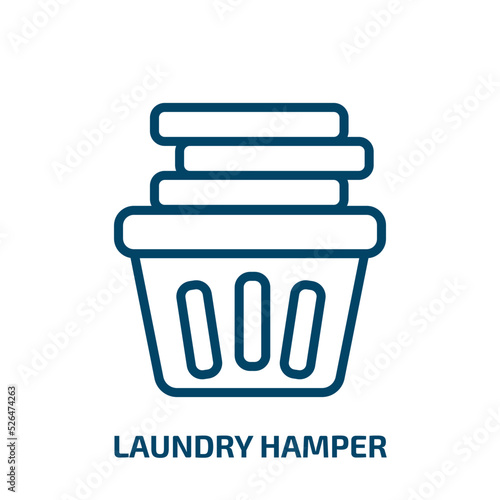 laundry hamper icon from furniture & household collection. Thin linear laundry hamper, vector, illustration outline icon isolated on white background. Line vector laundry hamper sign, symbol for web