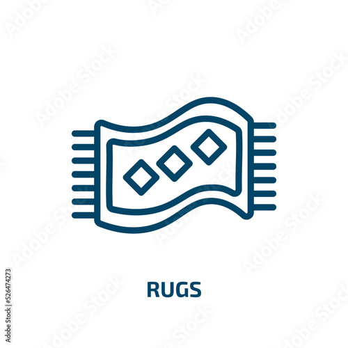 rugs icon from furniture & household collection. Thin linear rugs, traditional, rug outline icon isolated on white background. Line vector rugs sign, symbol for web and mobile