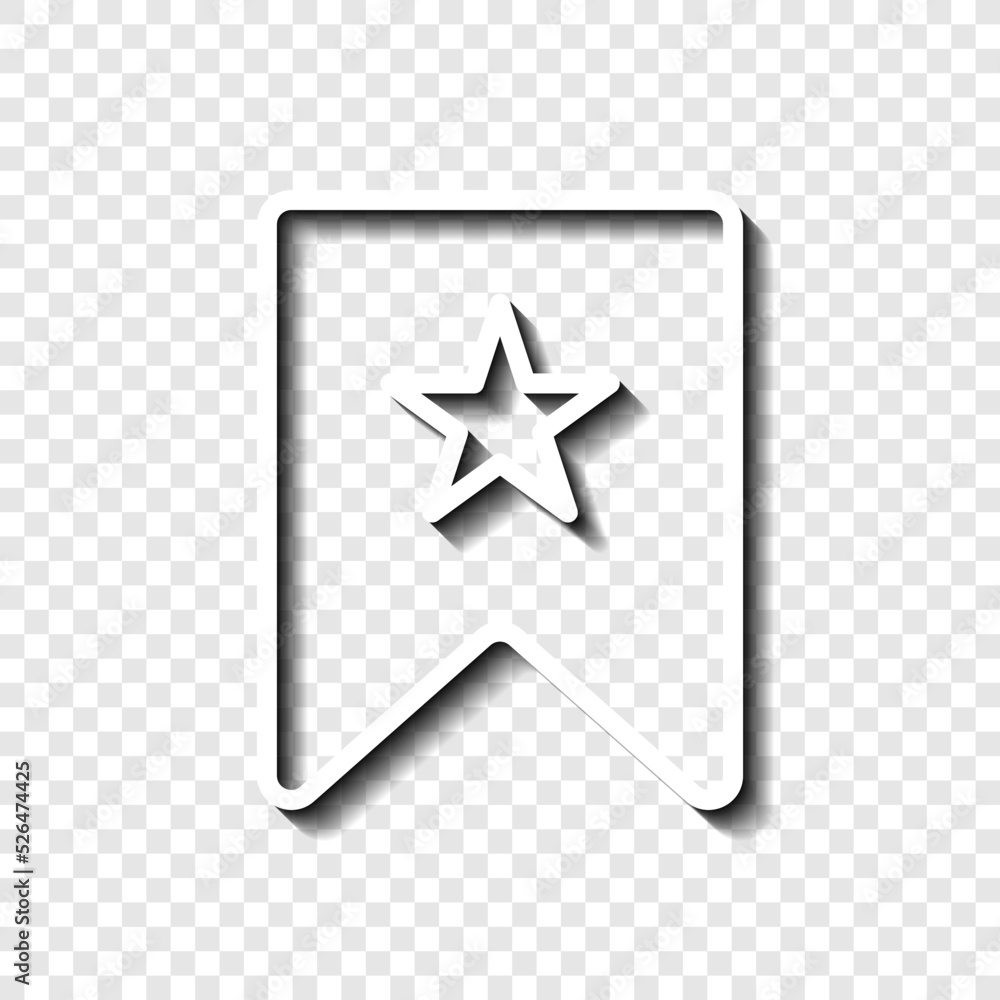 Bookmark, favorite simple icon vector. Flat design. White with shadow on transparent grid.ai Bookmark, favorite simple icon vector. Flat design. White with shadow on transparent grid.ai