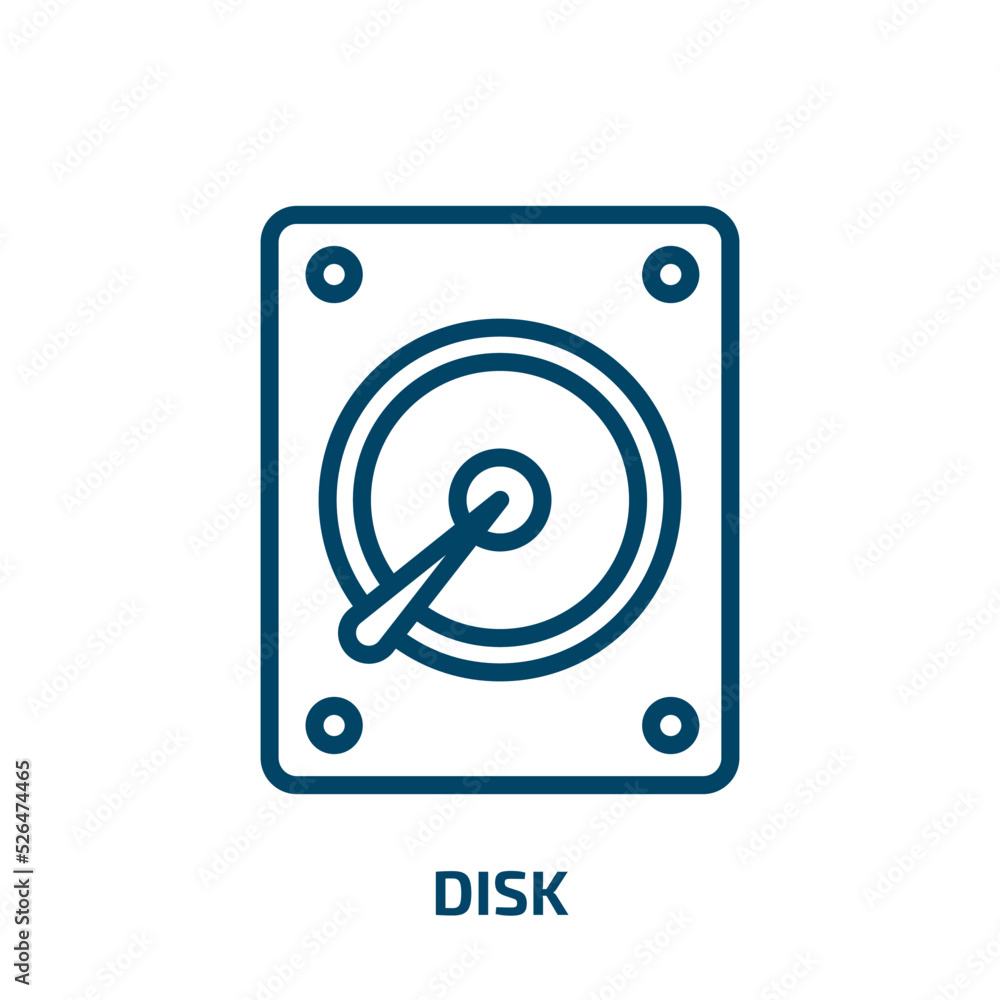 disk icon from geometry collection. Thin linear disk, drive, data outline icon isolated on white background. Line vector disk sign, symbol for web and mobile disk icon from geometry collection. Thin linear disk, drive, data outline icon isolated on white background. Line vector disk sign, symbol for web and mobile