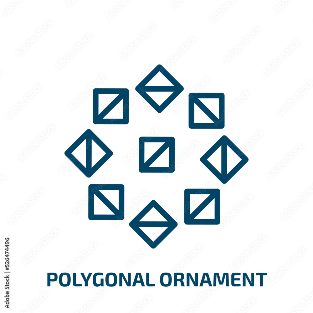polygonal ornament icon from geometry collection. Thin linear polygonal ornament, ornament, geometric outline icon isolated on white background. Line vector polygonal ornament sign, symbol for web and polygonal ornament icon from geometry collection. Thin linear polygonal ornament, ornament, geometric outline icon isolated on white background. Line vector polygonal ornament sign, symbol for web and
