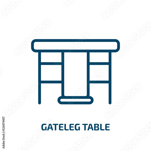 gateleg table icon from furniture & household collection. Thin linear gateleg table, furniture and household, recline outline icon isolated on white background. Line vector gateleg table sign, symbol