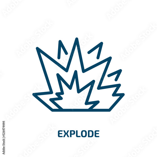 explode icon from geometry collection. Thin linear explode, explosion, cloud outline icon isolated on white background. Line vector explode sign, symbol for web and mobile