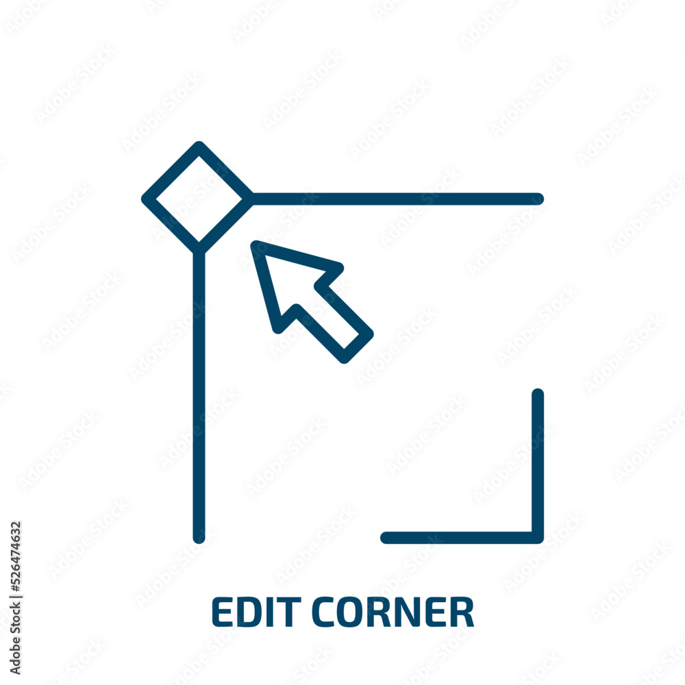 edit corner icon from geometric figure collection. Thin linear edit corner, corner, arrow outline icon isolated on white background. Line vector edit corner sign, symbol for web and mobile edit corner icon from geometric figure collection. Thin linear edit corner, corner, arrow outline icon isolated on white background. Line vector edit corner sign, symbol for web and mobile