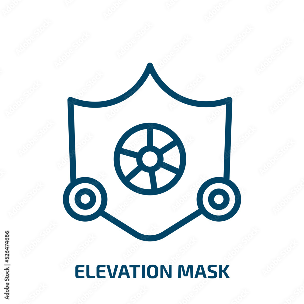 elevation mask icon from gym and fitness collection. Thin linear elevation mask, mask, health outline icon isolated on white background. Line vector elevation mask sign, symbol for web and mobile elevation mask icon from gym and fitness collection. Thin linear elevation mask, mask, health outline icon isolated on white background. Line vector elevation mask sign, symbol for web and mobile