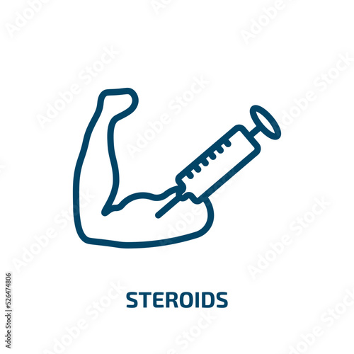 steroids icon from gym and fitness collection. Thin linear steroids, steroid, man outline icon isolated on white background. Line vector steroids sign, symbol for web and mobile