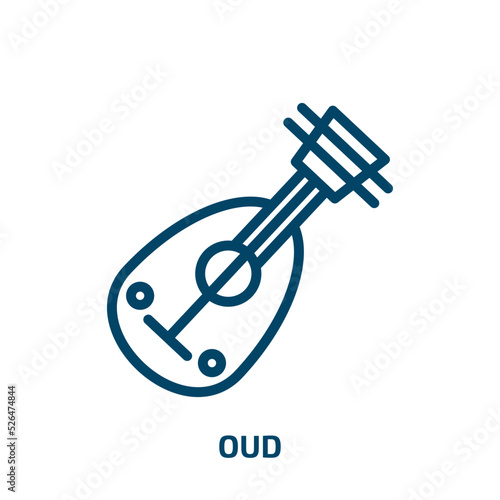 oud icon from religion collection. Thin linear oud, music, united emirates outline icon isolated on white background. Line vector oud sign, symbol for web and mobile