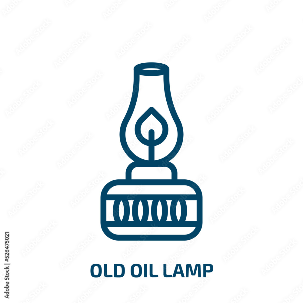 old oil lamp icon from religion collection. Thin linear old oil lamp, old, metal outline icon isolated on white background. Line vector old oil lamp sign, symbol for web and mobile old oil lamp icon from religion collection. Thin linear old oil lamp, old, metal outline icon isolated on white background. Line vector old oil lamp sign, symbol for web and mobile