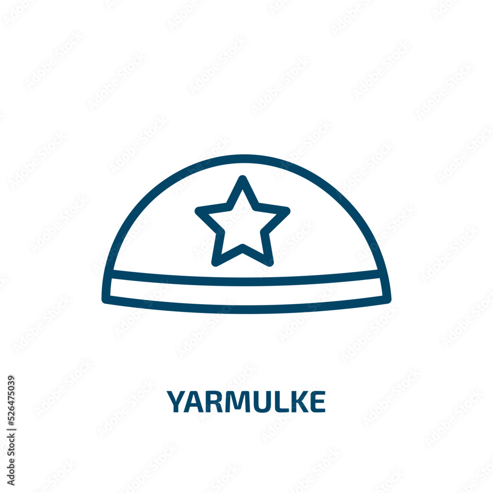 yarmulke icon from religion collection. Thin linear yarmulke, hebrew, jewish outline icon isolated on white background. Line vector yarmulke sign, symbol for web and mobile yarmulke icon from religion collection. Thin linear yarmulke, hebrew, jewish outline icon isolated on white background. Line vector yarmulke sign, symbol for web and mobile